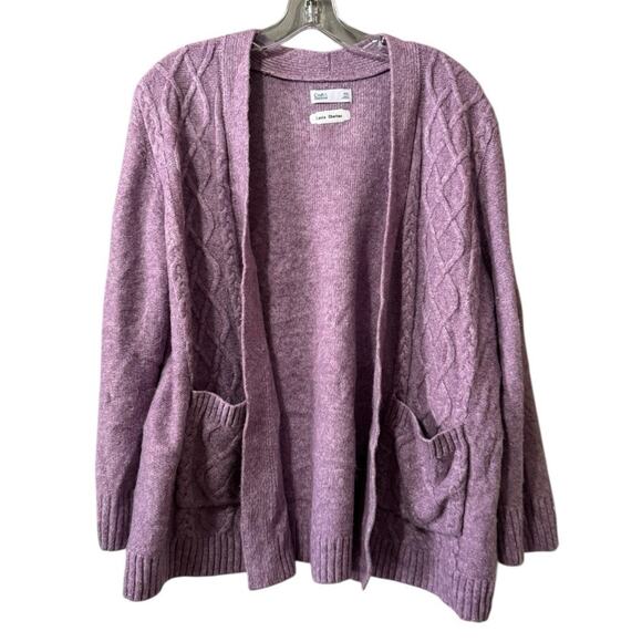 croft & barrow Sweaters - Croft & Borrow Women Size XXL Knit Open Front Cardigan Sweater Purple Classic